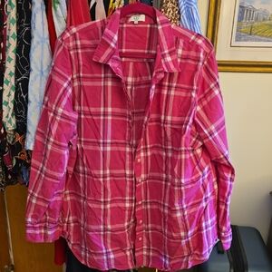 Crown & Ivy Curvy Pink Checkered Shirt